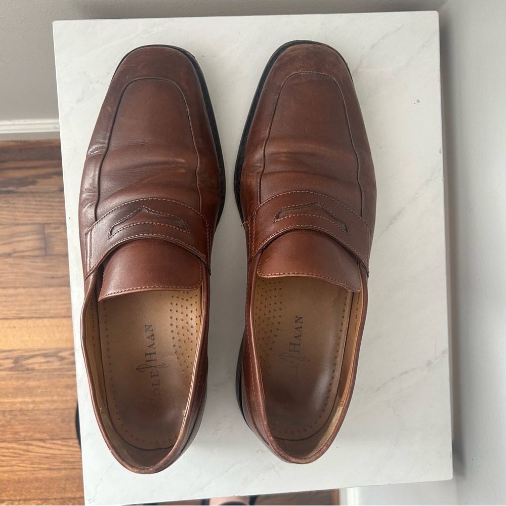 Cole Haan Men's Tan Leather Slip-On Loafers